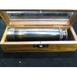 Boxed brass telescope W. Ottway