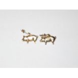 Pair of 9ct gold pig earrings