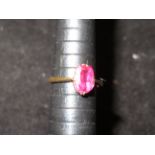 9ct Gold ring set with heat treated ruby Size K