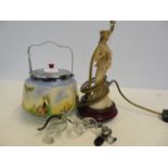 1930's biscuit barrels resin lamp together with mu