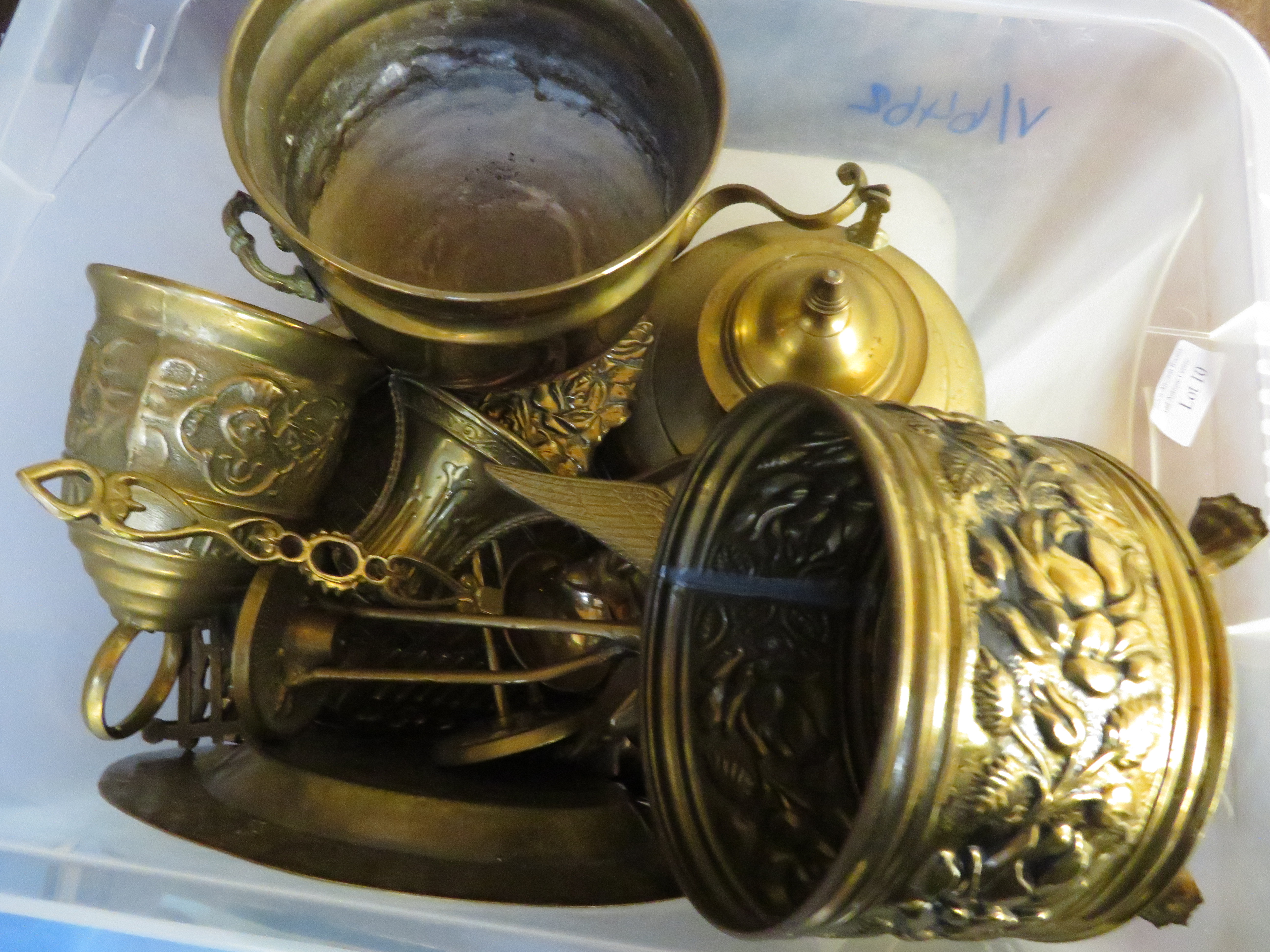 Box of brass ware