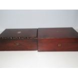 Victorian inlaid writing box together with 1 other