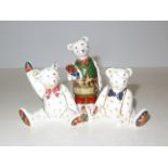 3x Royal crown derby teddy bears