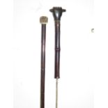 Edwardian bamboo sword stick pommel in the from of