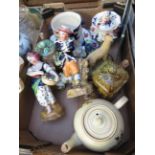 Box of mainly ceramics to include a pair of early