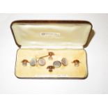 Cased set of rolled gold, screw action collar & dr