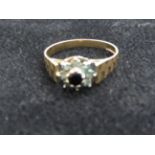 9ct Gold ring sapphire & diamonds