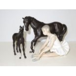 2x Beswick horses A/F together with a Nao figure
