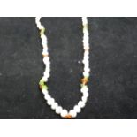 Fresh water pearl, amber & peridot necklace Length