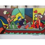 Lita Narayan original art work on wood dated 2/3/2