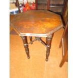 Victorian octagonal side table with cross stretche