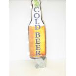 Metal light up cold beer sign