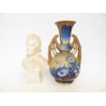 Mozart bust together with Turnwien Austrian vase (