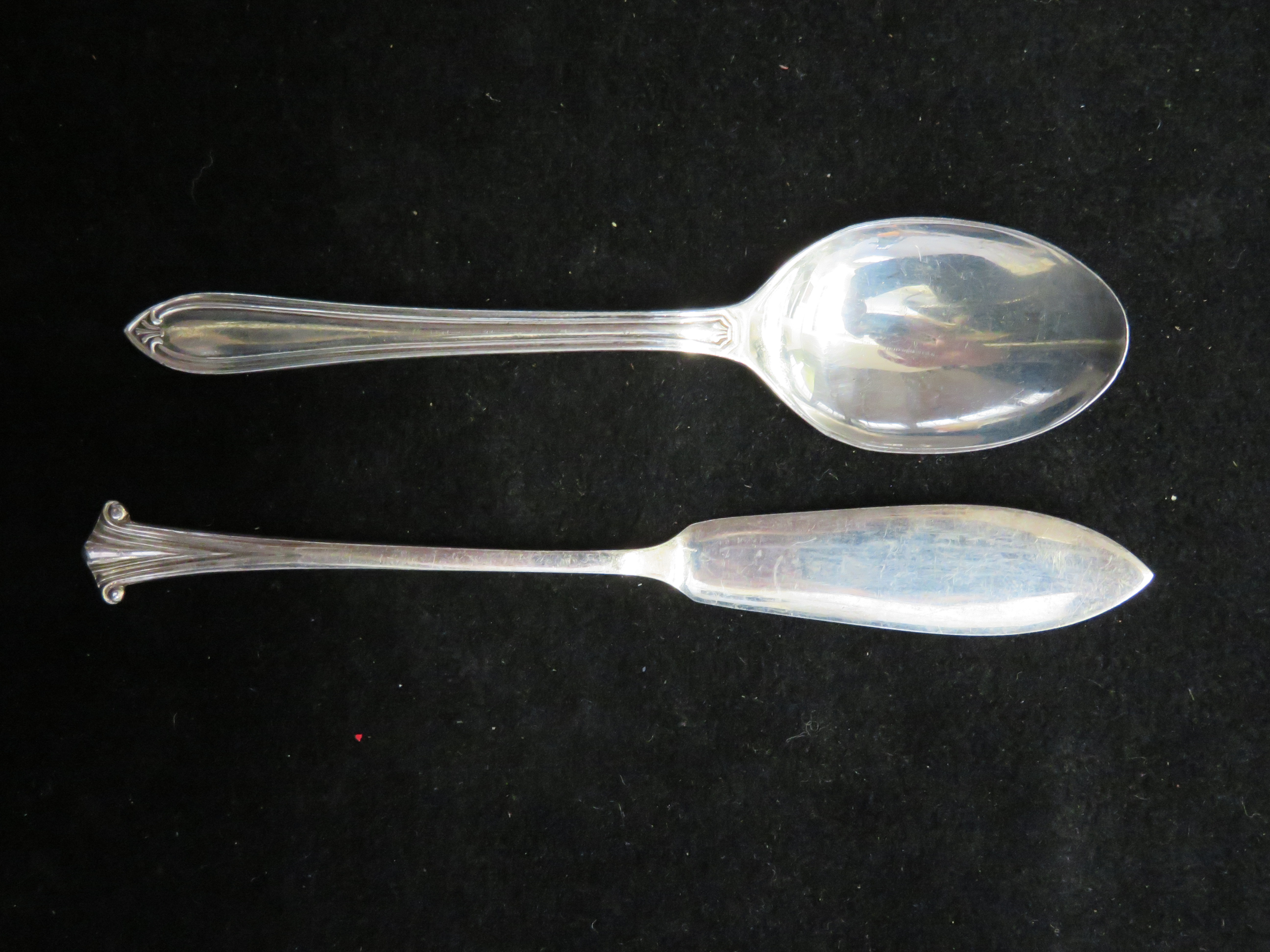 Silver spoon & silver jam knife