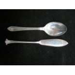 Silver spoon & silver jam knife