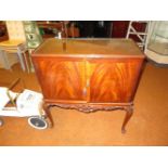 Mahogany cocktail cabinet with glass top