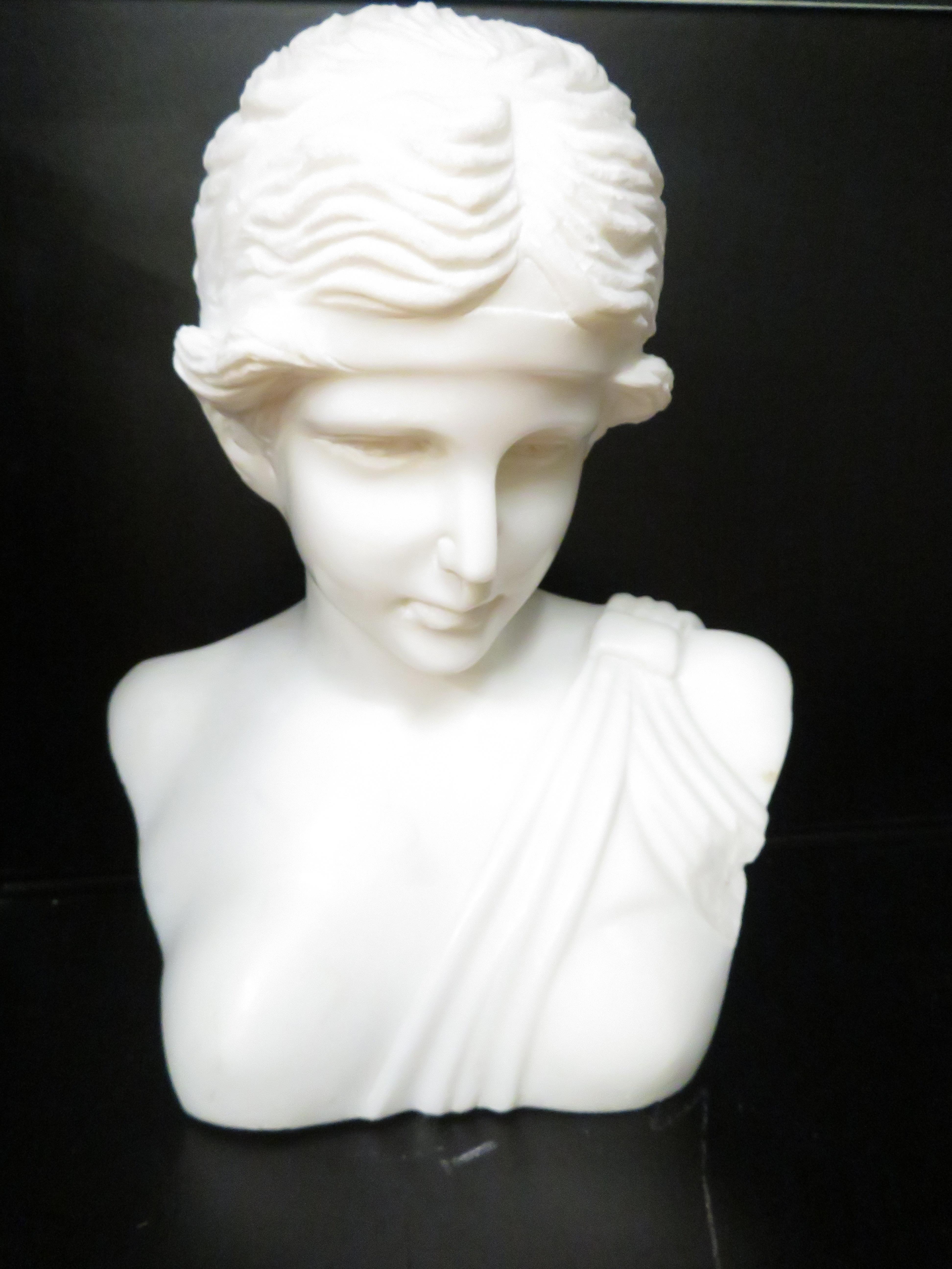 Large & very heavy marble bust of a lady approx 20