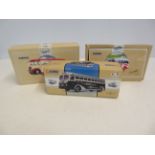 3 Boxed corgi coaches, unused with coa's