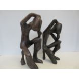 2 Wooden abstract figures of men Height 45 cm