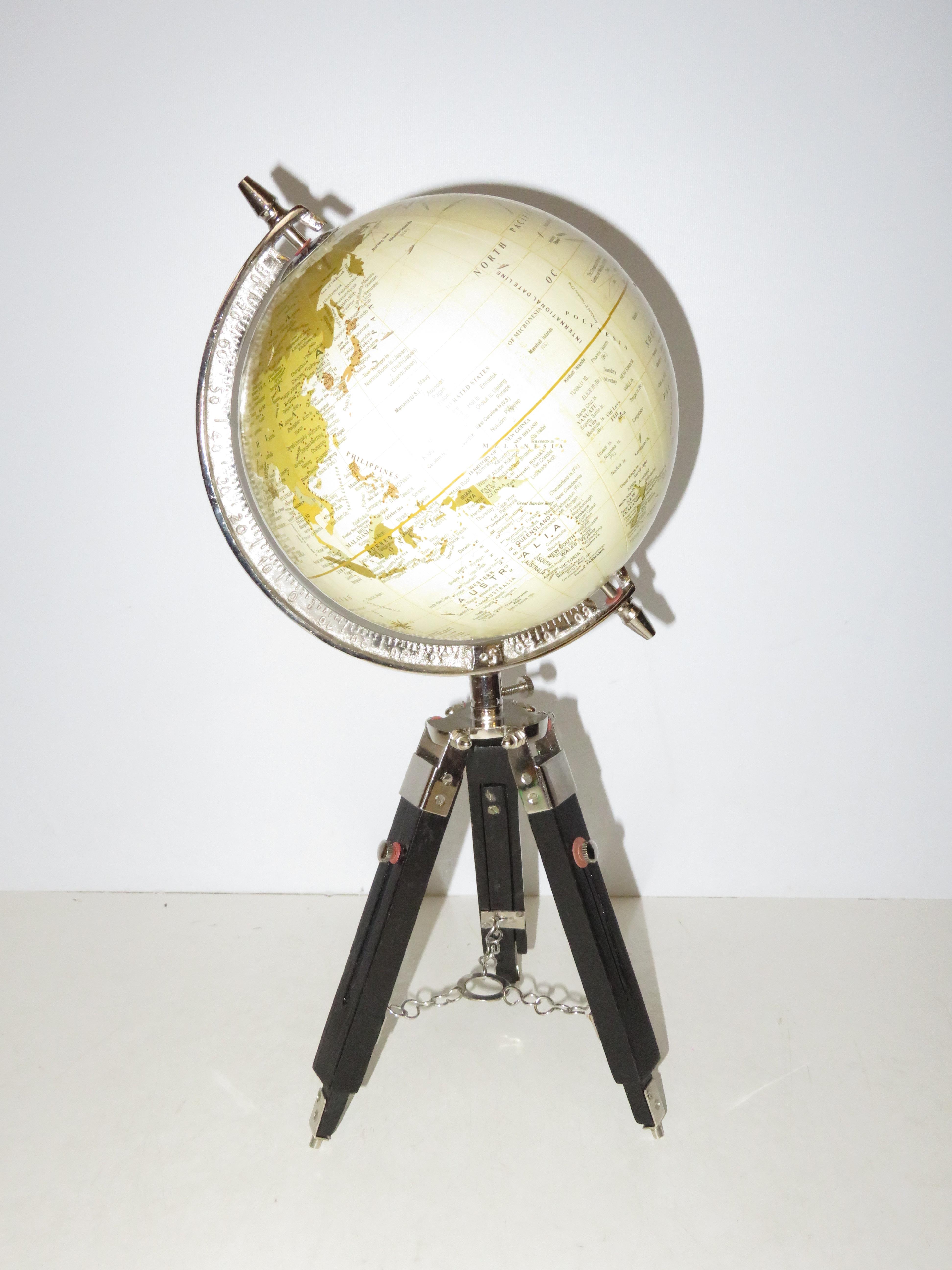 Globe on wooden stand