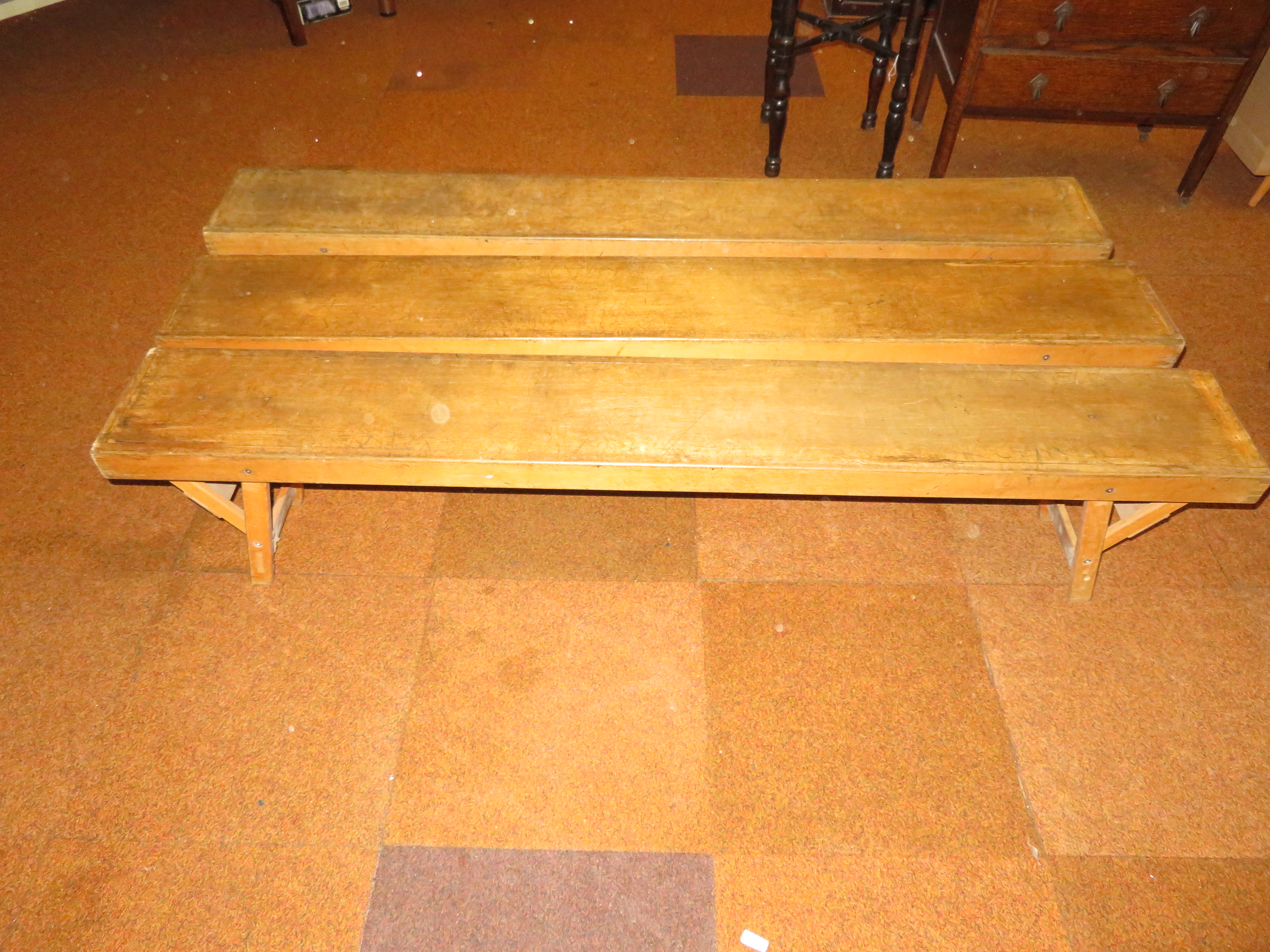 3 Geebro school benches Length 183 cm