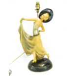 Original art deco lamp figure of a lady made out o