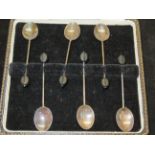 6 Silver spoons cased