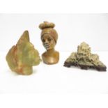 2 Pieces of well carved soap stone plus 1 other