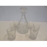 Crystal decanter with 6 crystal glasses (2 glasses