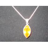 Silver amber necklace