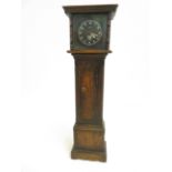 Smiths miniature oak longcase clock with wind up m