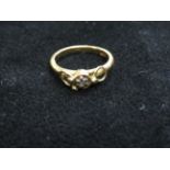 18ct Gold ring set with illusion cut diamond Size