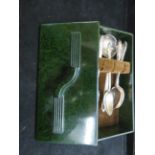 Art deco green bakelite spoon box