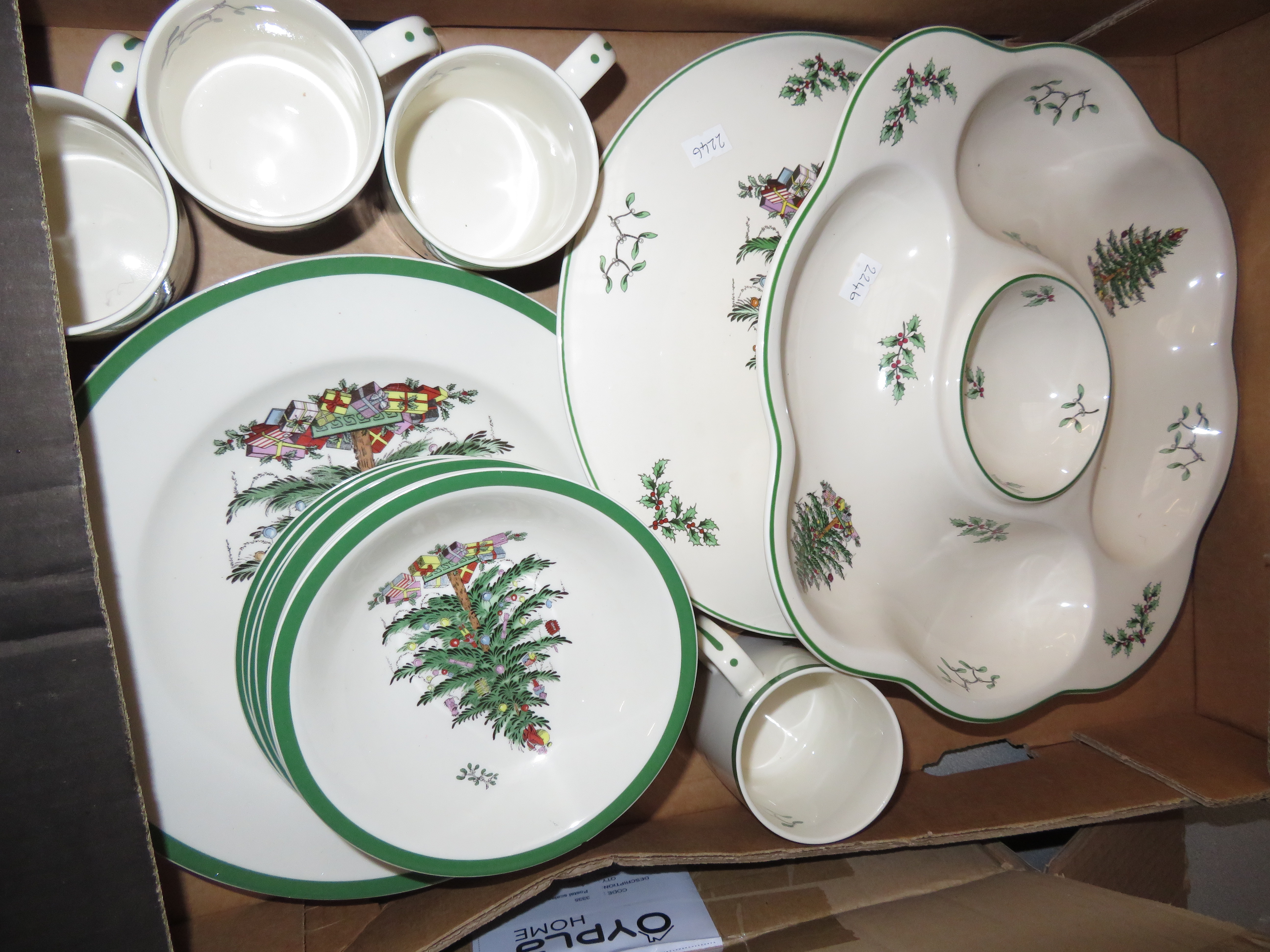 Collection of Christmas plates, dishes & cups