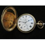 Gents gold plated full hunter pocket watch Thomas