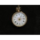 Ladies gold plated fob watch & chain