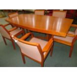 Solid oak board-room table with 6 arm chairs, poss
