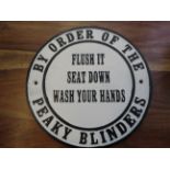 Cast iron peaky blinders ‘Flush it’ sign