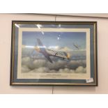 A framed and glazed signed Limited Edition print of ????? with pilots' signatures: Rudolf Miese,