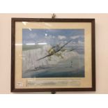A signed Limited Edition print by Michael Turner of 'Eagles Over The Channel' with pilots'