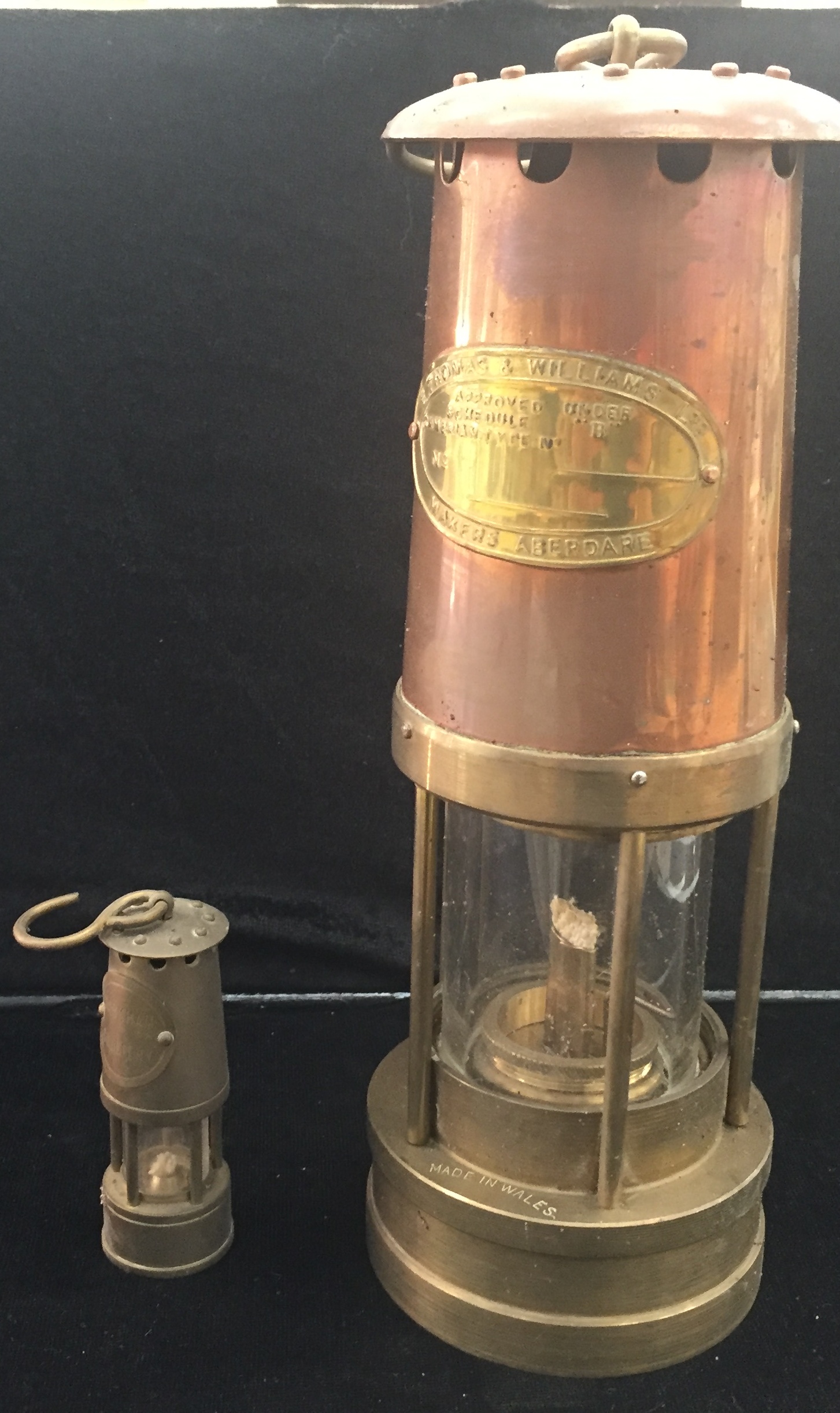 A brass Davy lamp;