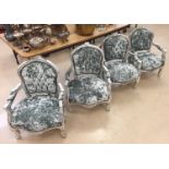 A set of four upholstered childrens chairs