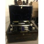 A 19th century vanity box with HM silver-topped components