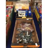 Two boxes of boxed and loose diecast military and civilian planes