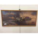A framed print of 'Freedom Fighter' by Adrian Rigby depicting a Spitfire