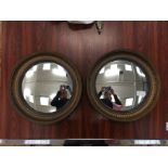 A pair of gilt convext wall mirrors