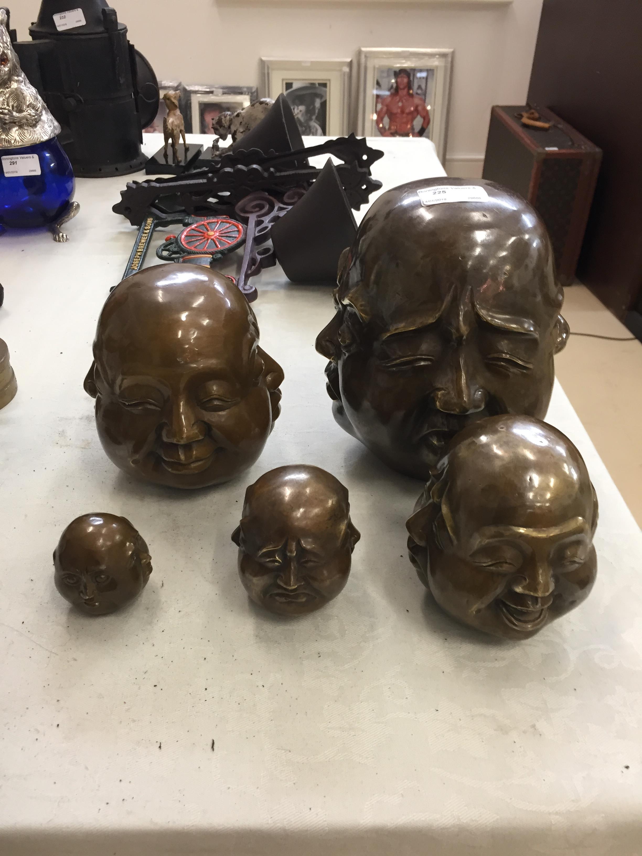 A set of five four-faced buddhas