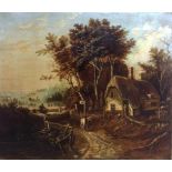 Thomas Thomas (active 1854-1896): A cottage in a wooded landscape, oil on canvas, inscribed verso,
