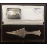 A cased HM silver letter opener,