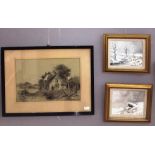 A pair of oils depicting sheep in winter landscapes,